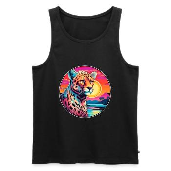 Gepard buntes Aquarell Cartoon Kawaii Tier - Männer Premium Bio Tank Top - Schwarz - Vorne - Michal (187cm)