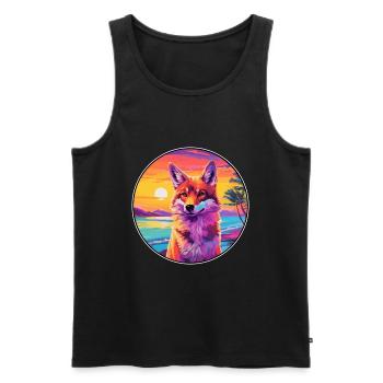 Coyote Colorful Watercolor Cartoon Kawaii Animal - Men's Premium Organic Tank Top - black - Front - Michal (187cm)