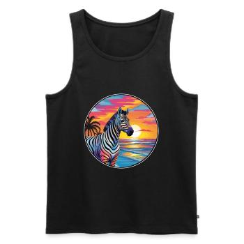 Zebra buntes Aquarell Cartoon Kawaii Tier - Männer Premium Bio Tank Top - Schwarz - Vorne - Michal (187cm)