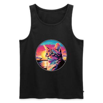 Katze buntes Aquarell Cartoon Kawaii Tier - Männer Premium Bio Tank Top - Schwarz - Vorne - Michal (187cm)