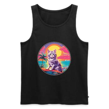 Katze buntes Aquarell Cartoon Kawaii Tier - Männer Premium Bio Tank Top - Schwarz - Vorne - Michal (187cm)