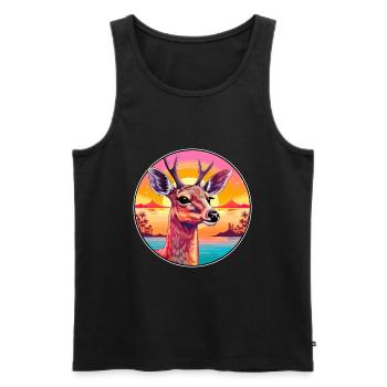 Cerf Aquarelle Colorée Dessin Animé Kawaii Animal - Débardeur bio Premium Homme - noir - Devant - Michal (187cm)