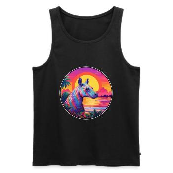 Tapir Colorful Watercolor Cartoon Kawaii Animal - Men's Premium Organic Tank Top - black - Front - Michal (187cm)