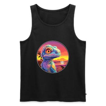 Chameleon Colorful Watercolor Cartoon Kawaii Pet - Men's Premium Organic Tank Top - black - Front - Michal (187cm)
