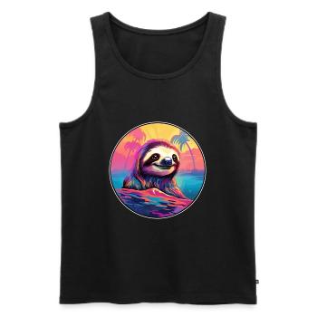 Faultier buntes Aquarell Cartoon Kawaii Tier - Männer Premium Bio Tank Top - Schwarz - Vorne - AI Model Male 178 light (178cm)