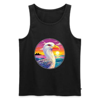 Seagull Colorful Watercolor Cartoon Kawaii Animal - Men's Premium Organic Tank Top - black - Front - Michal (187cm)