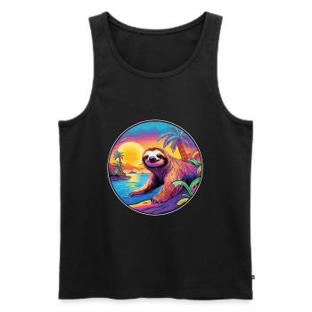 Faultier buntes Aquarell Cartoon Kawaii Tier - Männer Premium Bio Tank Top - Schwarz - Vorne - AI Model Male 178 light (178cm)