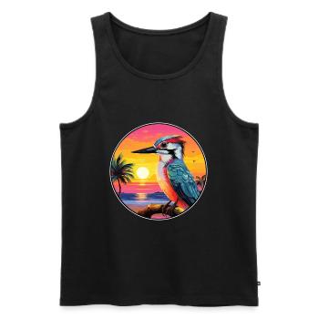 Specht bunte Aquarell-Karikatur Kawaii Haustier - Männer Premium Bio Tank Top - Schwarz - Vorne - Michal (187cm)