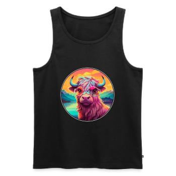 Yak Aquarelle Colorée Dessin Animé Kawaii Animal - Débardeur bio Premium Homme - noir - Devant - Michal (187cm)