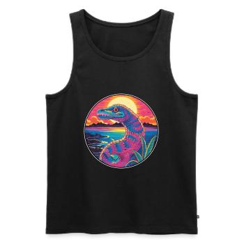 Kobra Buntes Aquarell Cartoon Kawaii Tier - Männer Premium Bio Tank Top - Schwarz - Vorne - Michal (187cm)