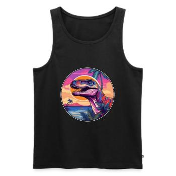 Dinosaure Aquarelle Colorée Dessin Animé Kawaii Animal - Débardeur bio Premium Homme - noir - Devant - Michal (187cm)
