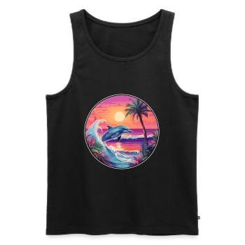 Delfin buntes Aquarell Cartoon Kawaii Tier - Männer Premium Bio Tank Top - Schwarz - Vorne - AI Model Male 178 light (178cm)