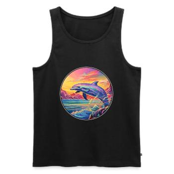 Wal bunte Aquarell-Karikatur Kawaii-Tier - Männer Premium Bio Tank Top - Schwarz - Vorne - Michal (187cm)