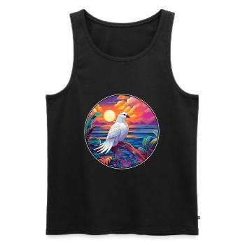 Dove Colorful Watercolor Cartoon Kawaii Animal - Men's Premium Organic Tank Top - black - Front - Michal (187cm)
