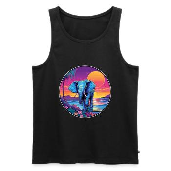 Elephant Colorful Watercolor Cartoon Kawaii Animal - Men's Premium Organic Tank Top - black - Front - Michal (187cm)