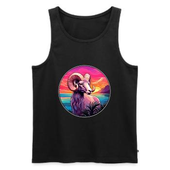 Ram Colorful Watercolor Cartoon Kawaii Animal - Men's Premium Organic Tank Top - black - Front - AI Model Male 178 light (178cm)