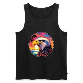 Aigle Aquarelle Colorée Dessin Animé Kawaii Animal - Débardeur bio Premium Homme - noir - Devant - Michal (187cm)