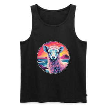 Schaf Buntes Aquarell Cartoon Kawaii Tier - Männer Premium Bio Tank Top - Schwarz - Vorne - AI Model Male 178 light (178cm)