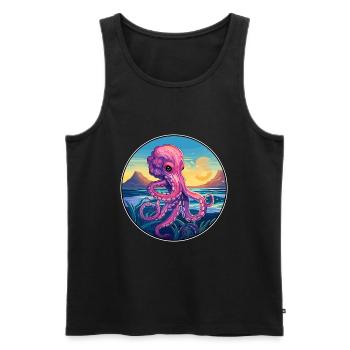 Oktopus Buntes Aquarell Cartoon Kawaii Tier - Männer Premium Bio Tank Top - Schwarz - Vorne - Michal (187cm)