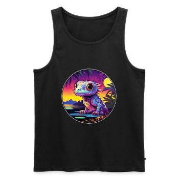 Salamandre Coloré Aquarelle Dessin Animé Kawaii Animal de compagnie - Débardeur bio Premium Homme - noir - Devant - Michal (187cm)