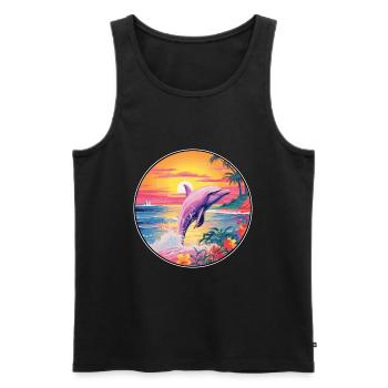 Delfin Buntes Aquarell Cartoon Kawaii Tier - Männer Premium Bio Tank Top - Schwarz - Vorne - AI Model Male 178 light (178cm)