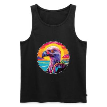 vautour coloré aquarelle dessin animé Kawaii Animal - Débardeur bio Premium Homme - noir - Devant - Michal (187cm)