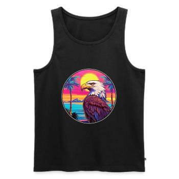 aigle coloré aquarelle dessin animé Kawaii Animal - Débardeur bio Premium Homme - noir - Devant - Michal (187cm)