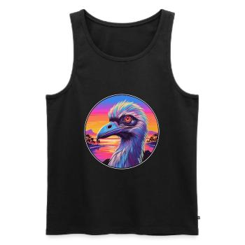 émeu coloré aquarelle dessin animé Kawaii Animal - Débardeur bio Premium Homme - noir - Devant - Michal (187cm)