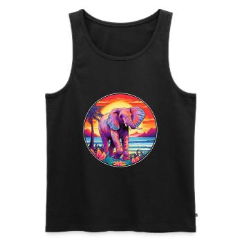 Elephant Colorful Watercolor Cartoon Kawaii Animal - Men's Premium Organic Tank Top - black - Front - Michal (187cm)