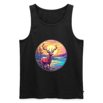 Elch Buntes Aquarell Cartoon Kawaii Tier - Männer Premium Bio Tank Top - Schwarz - Vorne - AI Model Male 178 light (178cm)