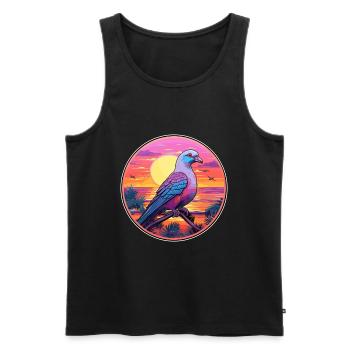 Pigeon Aquarelle Colorée Dessin Animé Kawaii Animal - Débardeur bio Premium Homme - noir - Devant - Michal (187cm)