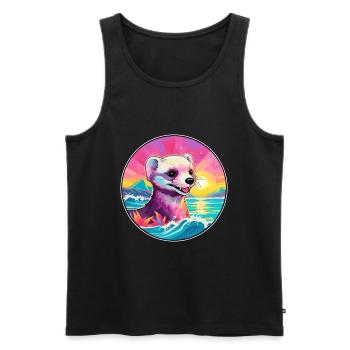 Ferret Colorful Watercolor Cartoon Kawaii Animal - Men's Premium Organic Tank Top - black - Front - Michal (187cm)