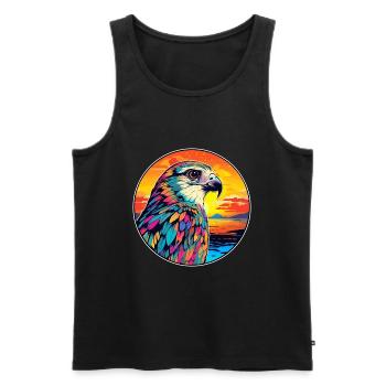 Falcon Colorful Watercolor Cartoon Kawaii Animal - Men's Premium Organic Tank Top - black - Front - Michal (187cm)