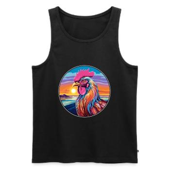 Hahn buntes Aquarell Cartoon Kawaii Tier - Männer Premium Bio Tank Top - Schwarz - Vorne - AI Model Male 178 light (178cm)