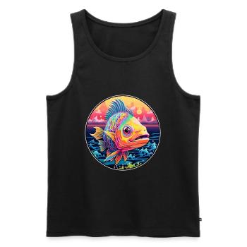 Fish Colorful Watercolor Cartoon Kawaii Animal - Men's Premium Organic Tank Top - black - Front - AI Model Male 178 light (178cm)