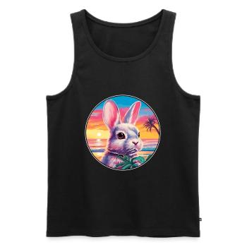 Rabbit Colorful Watercolor Cartoon Kawaii Animal - Men's Premium Organic Tank Top - black - Front - Michal (187cm)