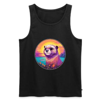 Gopher Colorful Watercolor Cartoon Kawaii Animal - Men's Premium Organic Tank Top - black - Front - AI Model Male 178 light (178cm)