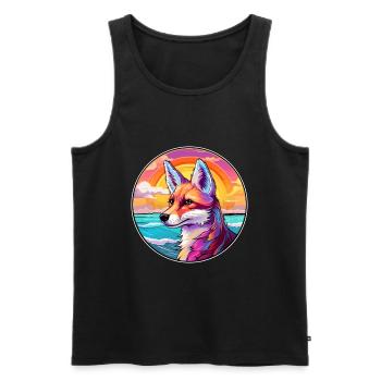 Fox Colorful Watercolor Cartoon Kawaii Animal - Men's Premium Organic Tank Top - black - Front - AI Model Male 178 light (178cm)