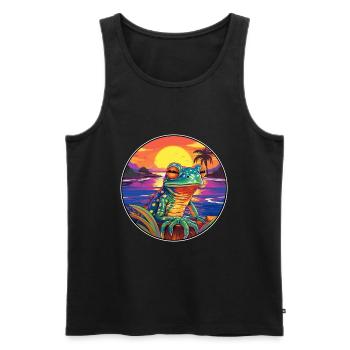 grenouille coloré aquarelle dessin animé Kawaii Animal - Débardeur bio Premium Homme - noir - Devant - Michal (187cm)