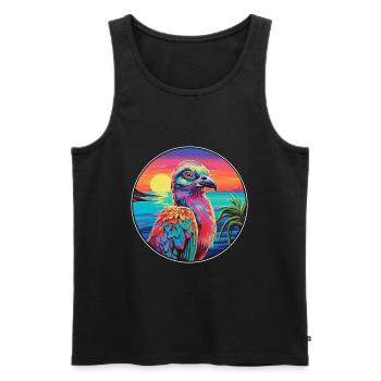 perdrix coloré aquarelle dessin animé Kawaii animal de compagnie - Débardeur bio Premium Homme - noir - Devant - Michal (187cm)