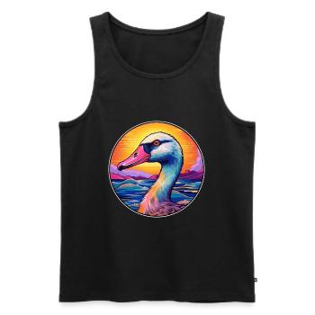 Goose Colorful Watercolor Cartoon Kawaii Animal - Men's Premium Organic Tank Top - black - Front - Michal (187cm)