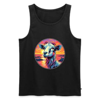 Ziege Buntes Aquarell Cartoon Kawaii Tier - Männer Premium Bio Tank Top - Schwarz - Vorne - Michal (187cm)