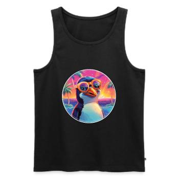 Penguin Colorful Watercolor Cartoon Kawaii Animal - Men's Premium Organic Tank Top - black - Front - Michal (187cm)