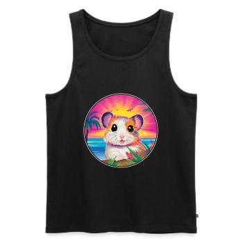 Hamster Buntes Aquarell Cartoon Kawaii Tier - Männer Premium Bio Tank Top - Schwarz - Vorne - Michal (187cm)