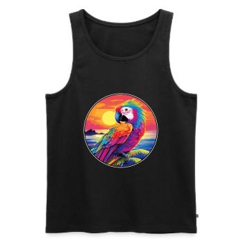 Perroquet coloré aquarelle dessin animé Kawaii Animal - Débardeur bio Premium Homme - noir - Devant - AI Model Male 178 light (178cm)