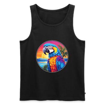 Perroquet coloré aquarelle dessin animé Kawaii Animal - Débardeur bio Premium Homme - noir - Devant - AI Model Male 178 light (178cm)
