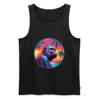 Gorilla Colorful Watercolor Cartoon Kawaii Animal - Men's Premium Organic Tank Top - black - Front - Michal (187cm)