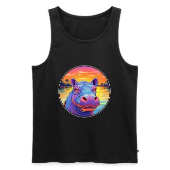 Hippo Colorful Watercolor Cartoon Kawaii Animal - Men's Premium Organic Tank Top - black - Front - AI Model Male 178 light (178cm)