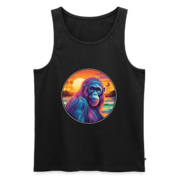 Orang-outan coloré aquarelle dessin animé Kawaii animal de compagnie - Débardeur bio Premium Homme - noir - Devant - Michal (187cm)