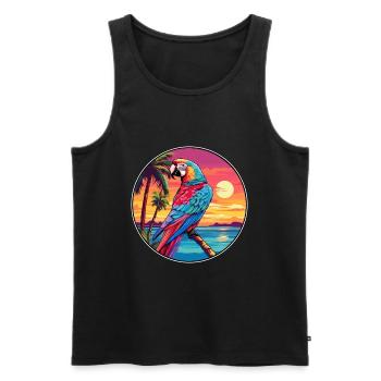 Perroquet coloré aquarelle dessin animé Kawaii Animal - Débardeur bio Premium Homme - noir - Devant - AI Model Male 178 light (178cm)